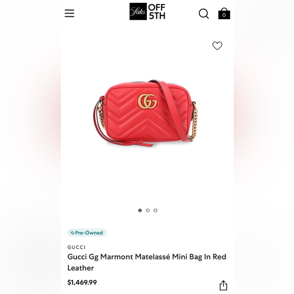 A cond Gucci GG Marmont mini camera bag in red quilted leather + free COA - Picture 3 of 12